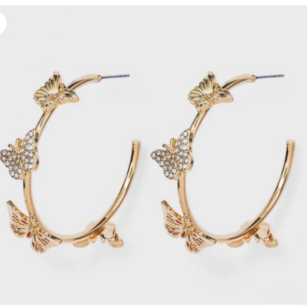 Sugarfix x BaubleBar Butterfly Diamond Hoop Earrings